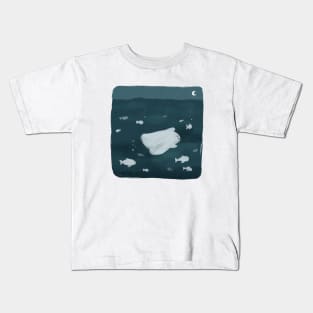 Happy Ghost Swimming With Fish Kids T-Shirt